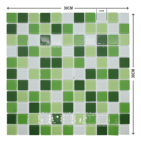 Kit 22 Pastilhas De Vidro Cristal Verde Para Piscina 30x30cm