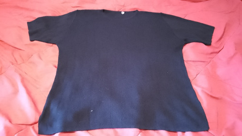 Remera Manga Corta De Hilo Color Negro Talle Xl Para Dama