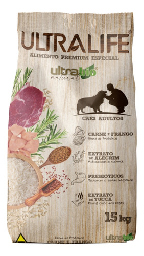 Ração Ultra Life Cães Adulto Grande Carne E Frango 15kg