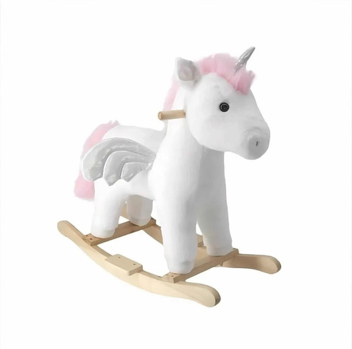 Montable Mecedora Unicornio Peluche De Madera Con Sonido