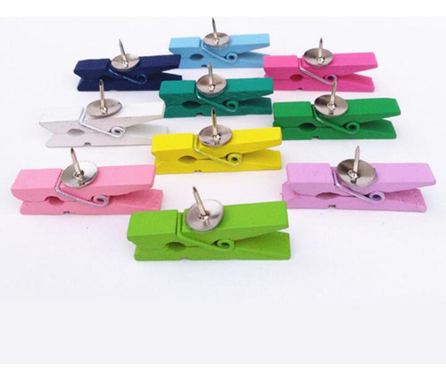 Pinzas De Madera De Colores 100x Para Ropa Con Pinzas Para