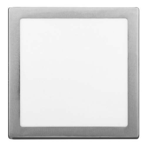 Panel Plafón Led 24w Aplicar Cuadrado Plateado Macroled 