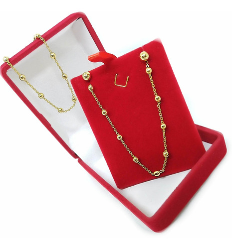 Imagem 1 de 6 de Conjunto Colar E Pulseira Feminina + Brinco Folheados Luxo