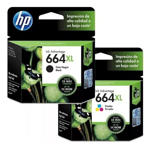 Pack Hp 664 Xl Originales Negro Y Color Factura