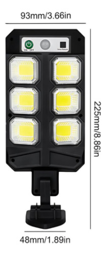 Potente Foco Led Solar 72 Cob Luminaria Panel Sensor