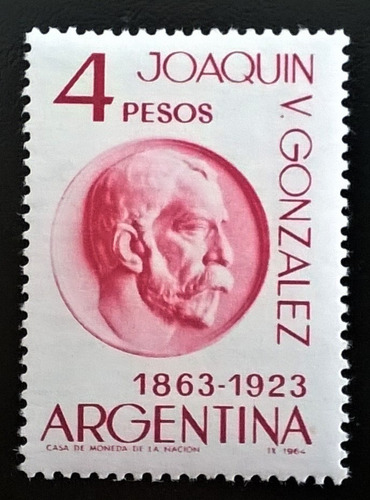 Argentina, Sello Gj 1288 Joaquín V Gonzalez 1964 Mint L13716