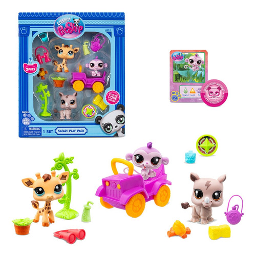 Littlest Pet Shop Safari Set X 3 Mini Mascotas C/ Accesorios