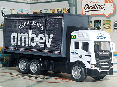 Miniatura Caminhão Porta Lápis Cervejaria Ambev Cinza-escuro