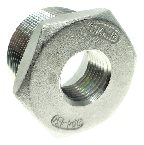 Conexión Reducción Bushing 1 1/4 A 1/2 En Acero Inoxidable