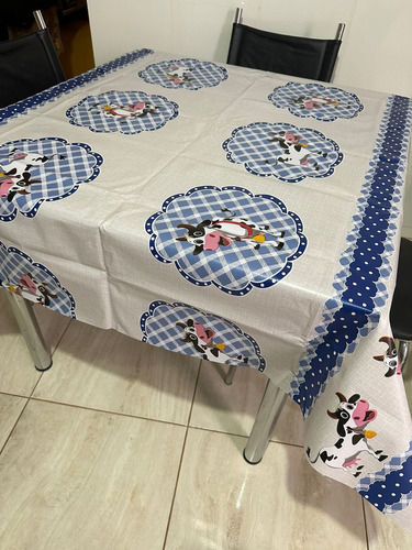 Toalha Mesa Impermeavel Cozinha Copa Estampada Casa Laura Enxovais Leiteira Azul