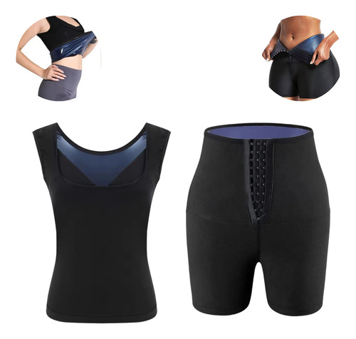Kit Camisa E Short Sauna Fitness Queima Gordura Barriga