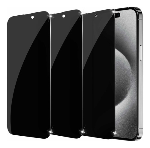 Pack 3 Láminas De Vidrio Anti Espía Para iPhone 15 Plus