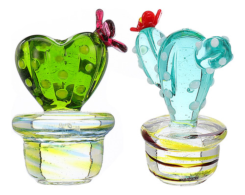 Minifiguras De Acción Con Forma De Cactus De Cristal, 2 Unid