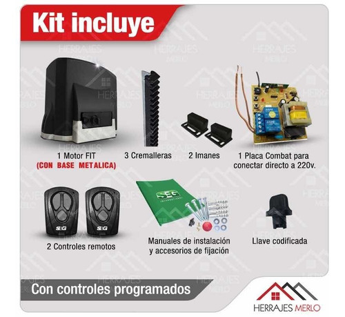 Imagen 2 de 10 de Motor Porton Corredizo Seg 500kg Kit Electrico 1/4hp Pesado