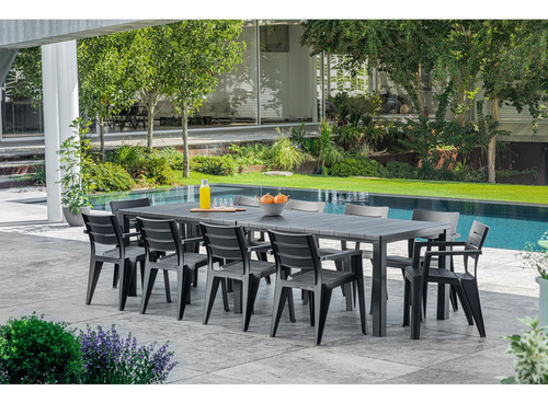 Mesa De Terraza Plastica Julie Doble Keter Color Grafito