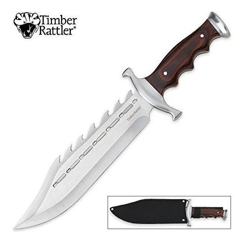 Timber Rattler Sinful Spiked Bowie Cuchillo Con Funda De Nyl