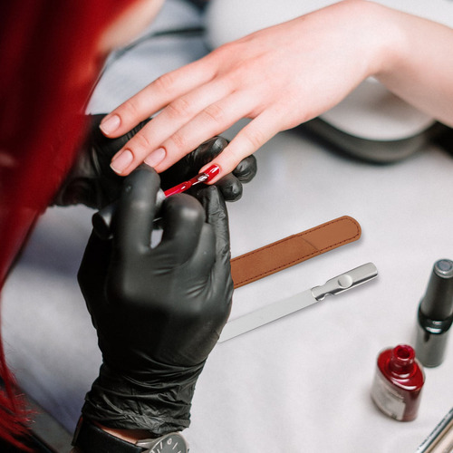 Lima Pulidora De Uñas Con Funda De Piel De Acero Inoxidable