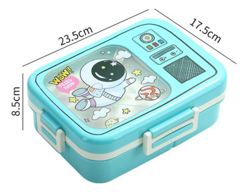 Vianda Grande Infantil C/cubierto Y Salsero Cierre Hermético Astronauta