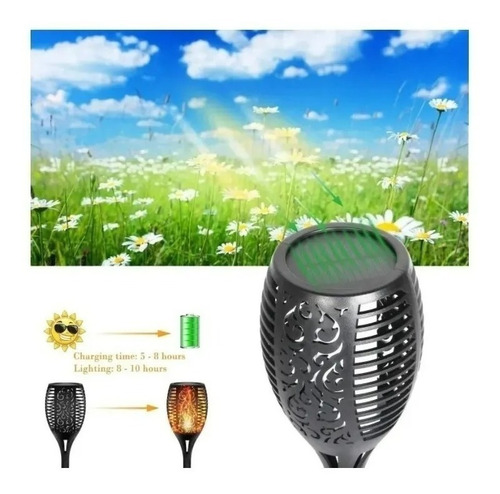 Imagen 6 de 7 de Pack X8 Antorchas Lampara Solar Led Estaca Jardin