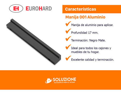 Tirador Aluminio Negro Mate 160mm Eh001 Eurohard X 30 Unid