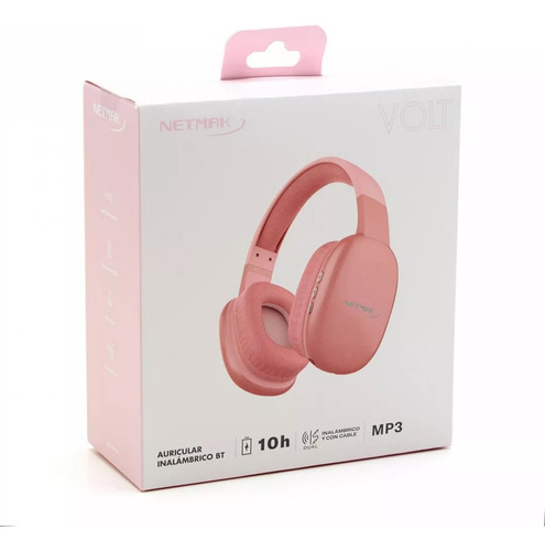 Auricular Inalámbrico Dual Bluetooth Netmak Nm-volt Rosa
