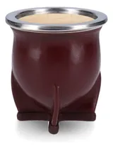 Comprar Mate Torpedo Camionero De Cuero Con Boquilla De Acero Inox Color Bordó