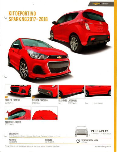 Kit Aerodinámico Original Chevrolet Spark Ng 2016 - 2018