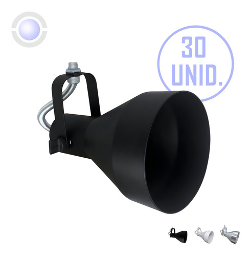 Spot De Trilho Perfilado 30 Unidades E27 Bulbo Led Par30 Cor Preto 127/220V