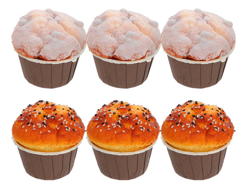 Decoração Artificial De Modelo De Bolo De Comida Falsa, 6 Pe