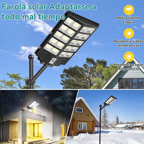 Foco Solar Led Estilo Luminaria De Poste 3000w Negro 7500k