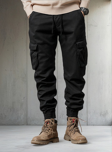 Mz Pantalón Jogger Bolsas Cargo Casual Cómodo Gabardina