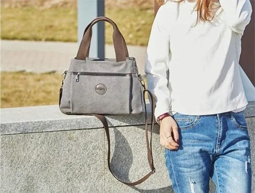 Bolso De Lona De Gran Capacidad For Mujer De Moda Urbana