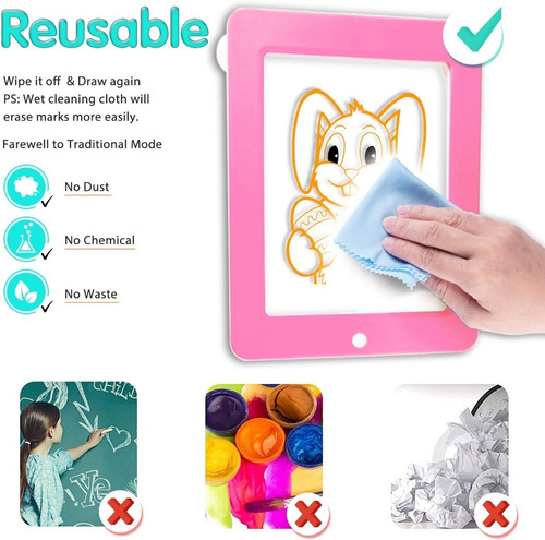 Imagen 3 de 7 de Pizarra Magic Pad Tablet Luces Led Original