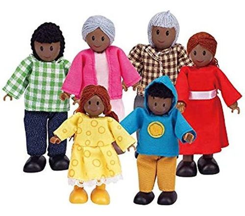 Hape Familia Afroamericana Muñecas De Mandera, Miembros De 