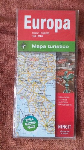 Mapa Turístico,europa: Roma, Madrid, Paris.