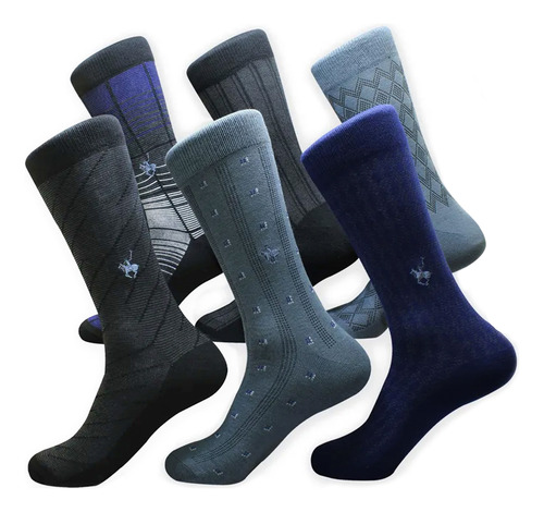 6 Pares De Calcetines De Vestir De Lujo Polo Club Caballero