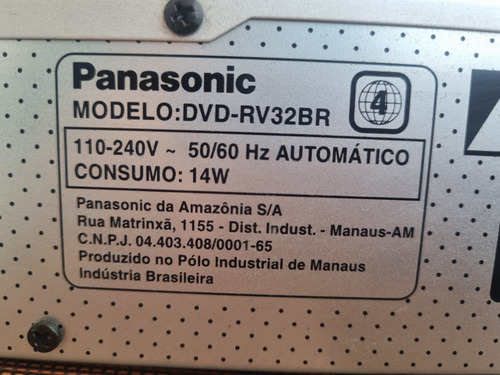 Dvd/cd Player Panasonic Rv32 Sem Controle E Cabos Prateado (Usado)