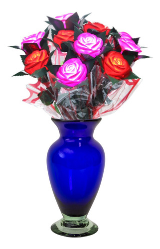 12 Rosas Luz Led Luminosas 14 Febrero San Valentin Fiesta