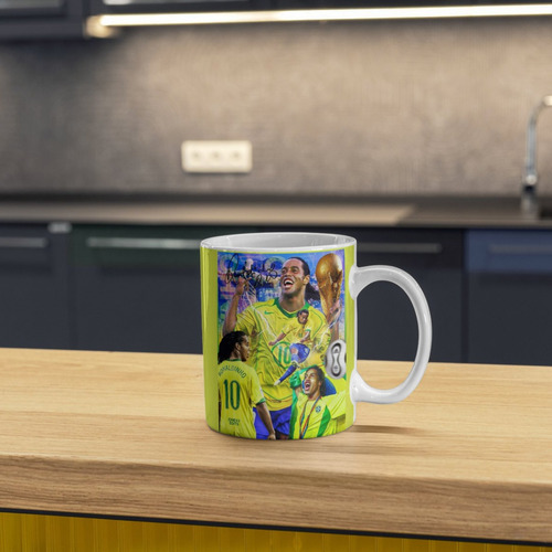 Caneca Personalizada Seleção De Craques Do Futebol Inter Branco Ronaldinho Gaúcho Seleção Brasileira