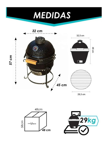 Imagen 4 de 9 de Kamado Argentino Mini 13 Parrilla Ahumador