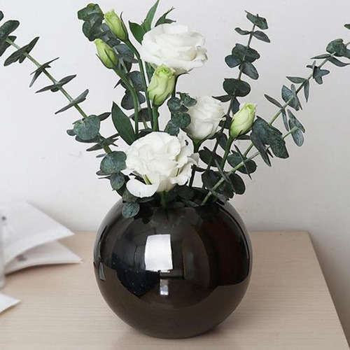 Jarrón Small Bud, Florero Redondo Decorativo, Negro
