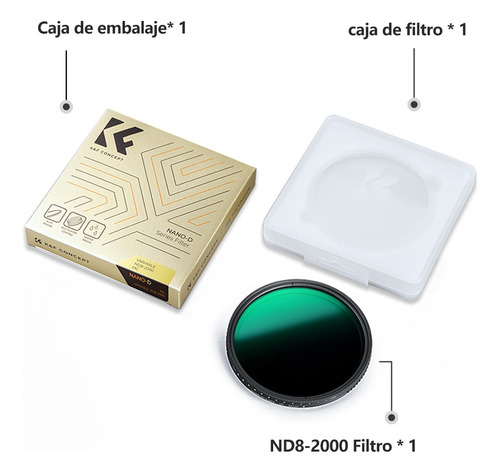 Kf Concept Filtro 67mm Nd Variable Nd8-2000 Densidad Neutra