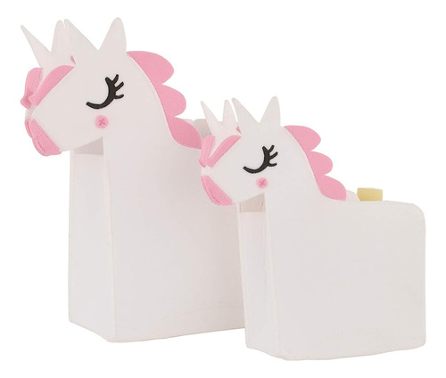 Nojo White Felt Unicorn Shaped 2piece Nursery Storage Caddy 