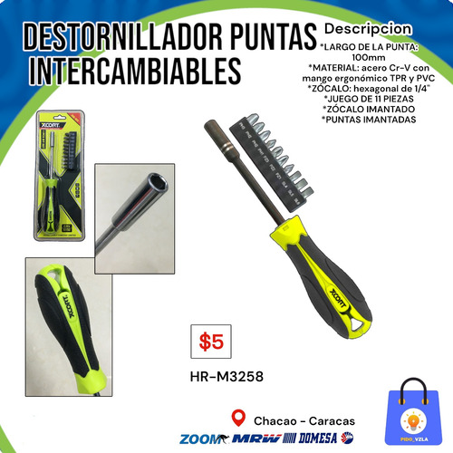 Destornillador Con Puntas Intercambiables Xcort 11 Piezas