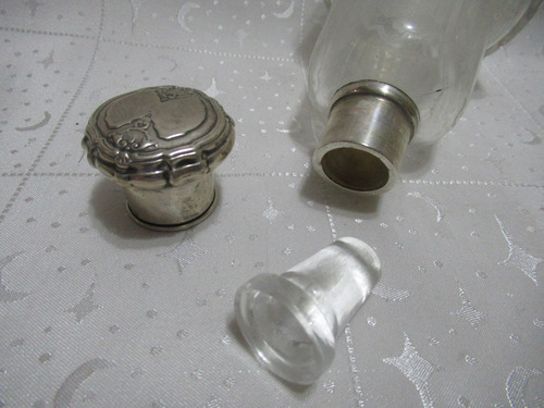 Antiguo Par Perfumeros Botellas Cristal Y Plata 800 (15100) (Usado)