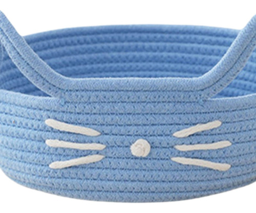 Cesta De Corda De Algodão Para Gato, Cesta De Azul