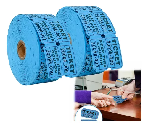 Rollo De 2000 Boletos De Rifa De Doble Talón, Marca Carnival King, Ideales Para Fiestas Y Eventos