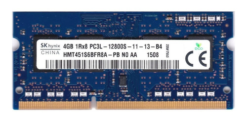 Memoria Ram Color Azul 4gb 1rx8 Pc3l -12800s -11 - 12- -b4 Sk Hynix Hmt451s6bfr8a-pb No Aa