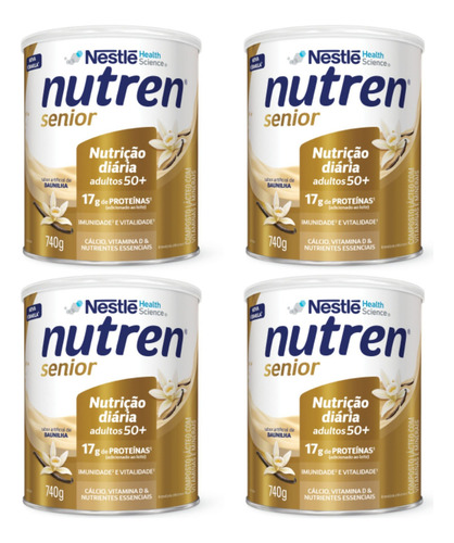 Kit 4x Nutren Sénior Sabor Baunilha 740g Em Pó - Nestlé