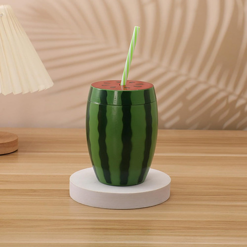Taza De Sandía Con Pajita, Tazas De Fruta Con Tapa Para Fies